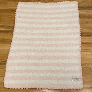 Apple Sauce (Birch Trading Co) Luxe Chenille Pink and White Stripe Baby Blanket